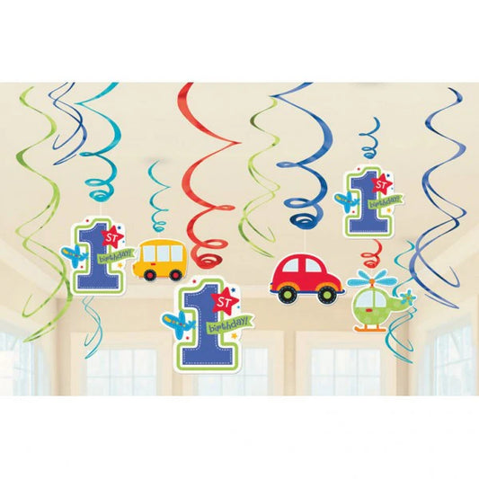 All Aboard 1st Birthday Boy Swirl Decorations