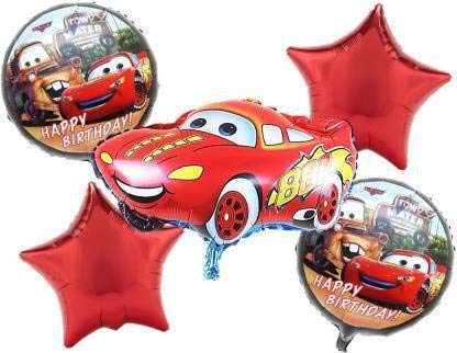 Cars and Stars Foil Balloon  Set of 5 pcs