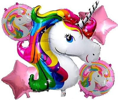 Unicorn Foil Balloons Set of 5