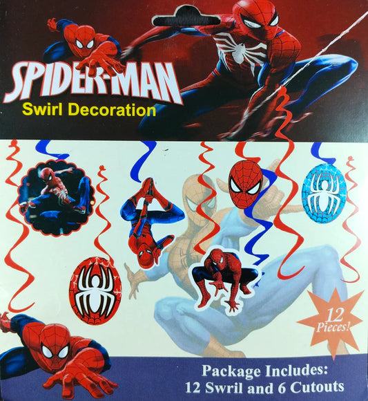 Spiderman theme Birthday Party Hanging Swirl Decorations Pack