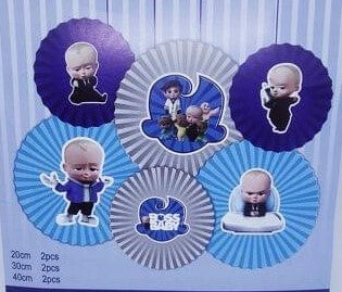 Boss Baby Paper Fans Set of 6