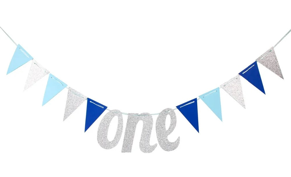 1st Birthday "ONE" Bunting Flag Banner - Boy