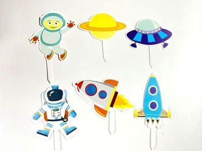 Space Theme Cake Toppers Set of 6