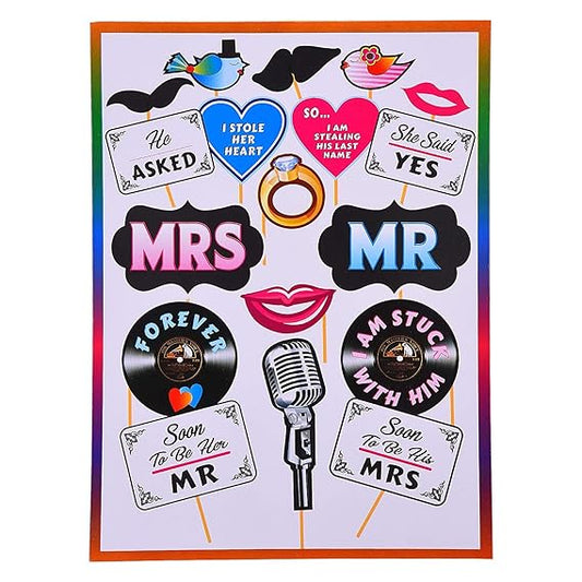 Mr. and Mrs. Photo Booth Props Set of 18