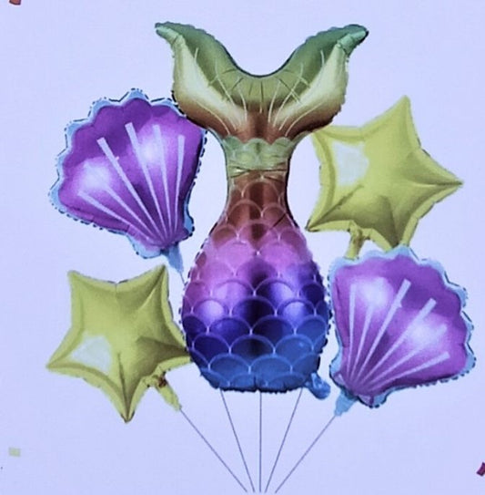 Mermaid Tail Foil Balloons Set of 5