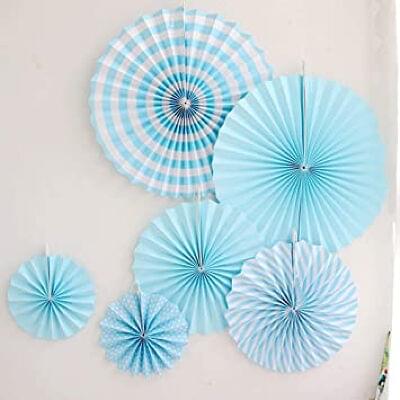 Paper Fans - Light Blue Set of 6