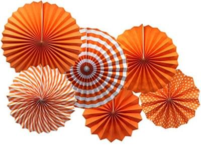 Paper Fans -Orange of 6