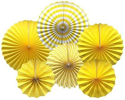 Paper Fans - Yellow Set of 6