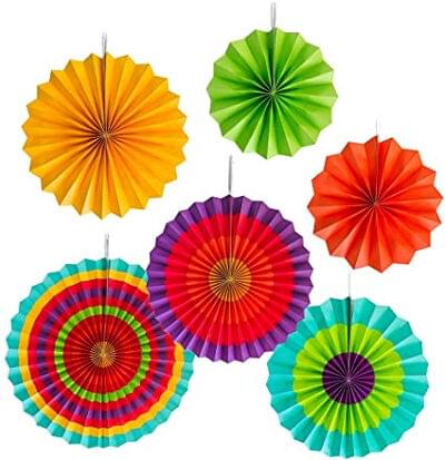 Paper Fans - Multi ColorSet of 6