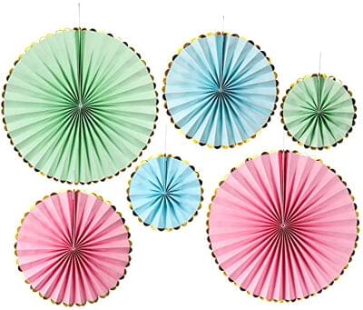Paper Fans - Pastel Colors Set of 6