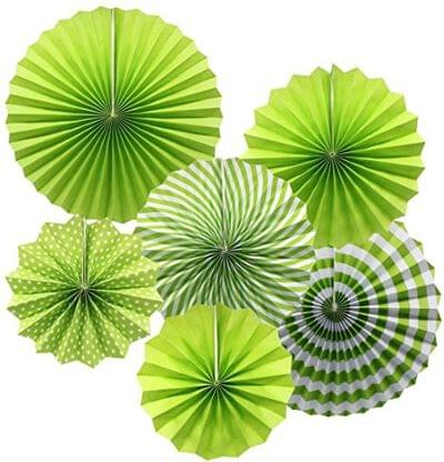 Paper Fans - Green Set of 6