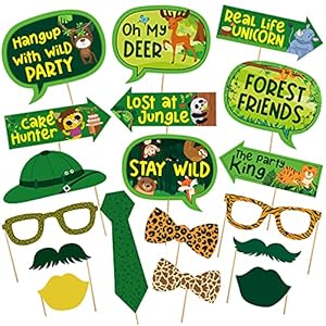 Jungle Theme Photo Booth Props Set of 18