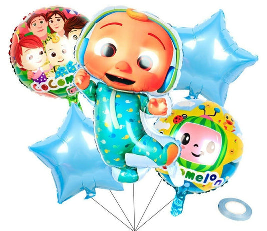 Cocomelon Kid and Stars Foil Balloon Set of 5pcs