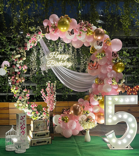 Balloon with Floral Birthday Decoration