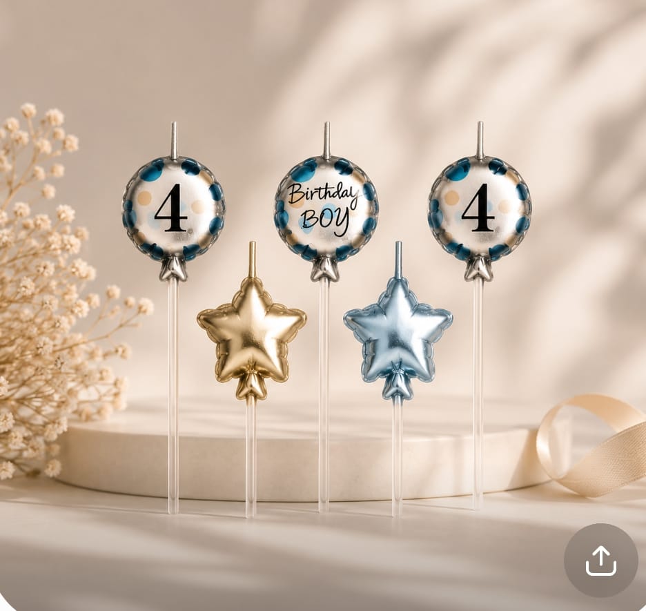 4th Birthday Boy Candle Set of 5pcs