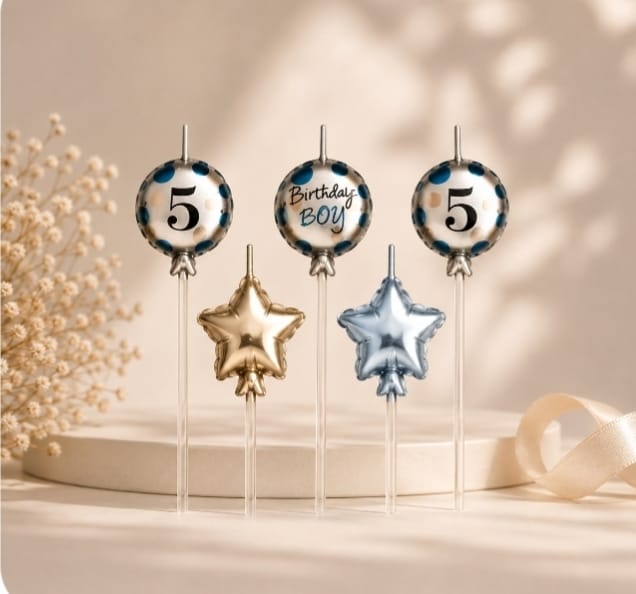 5th Birthday Boy Candle Set of 5pcs