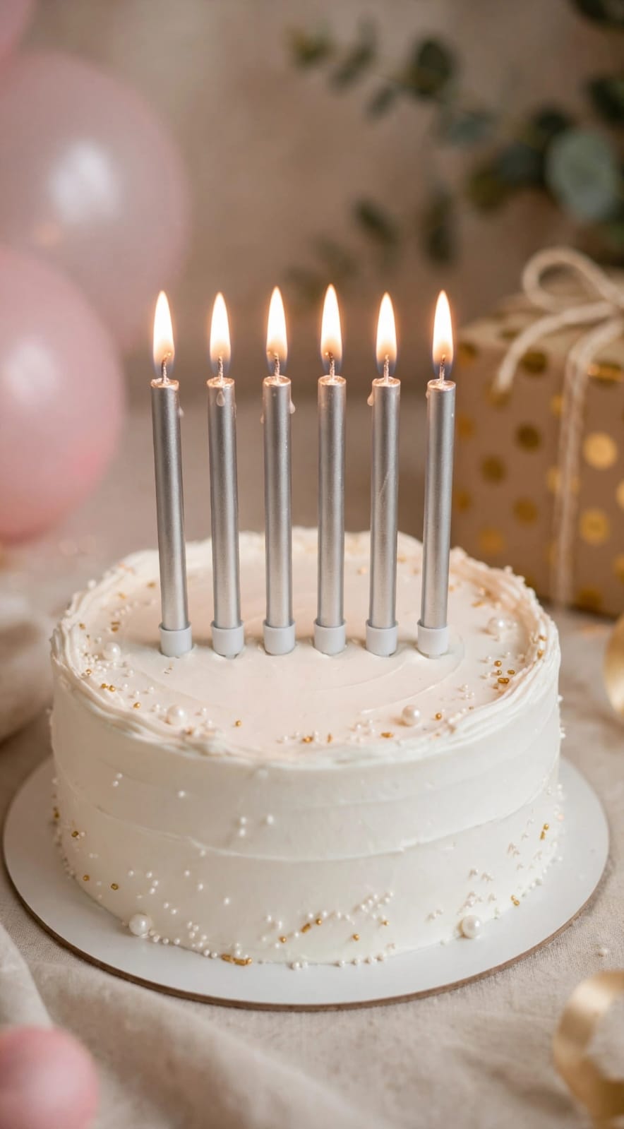 Silver Candles Set of 6pcs