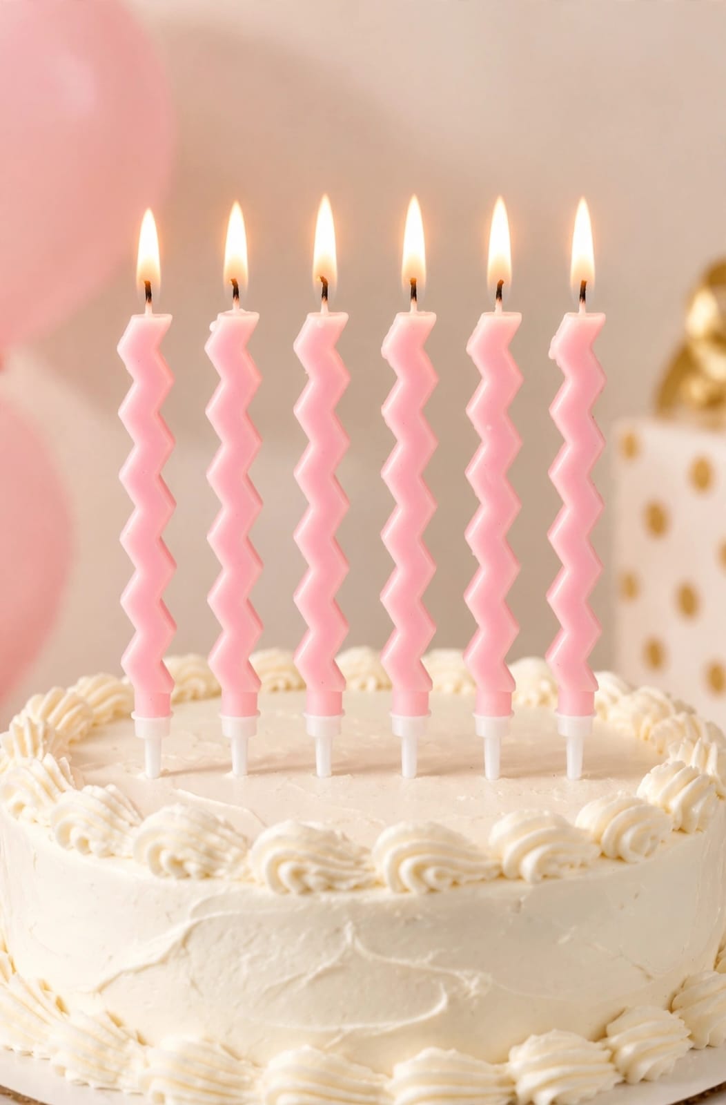 Light Pink Spiral Gold Flake Candle Set of 6pcs