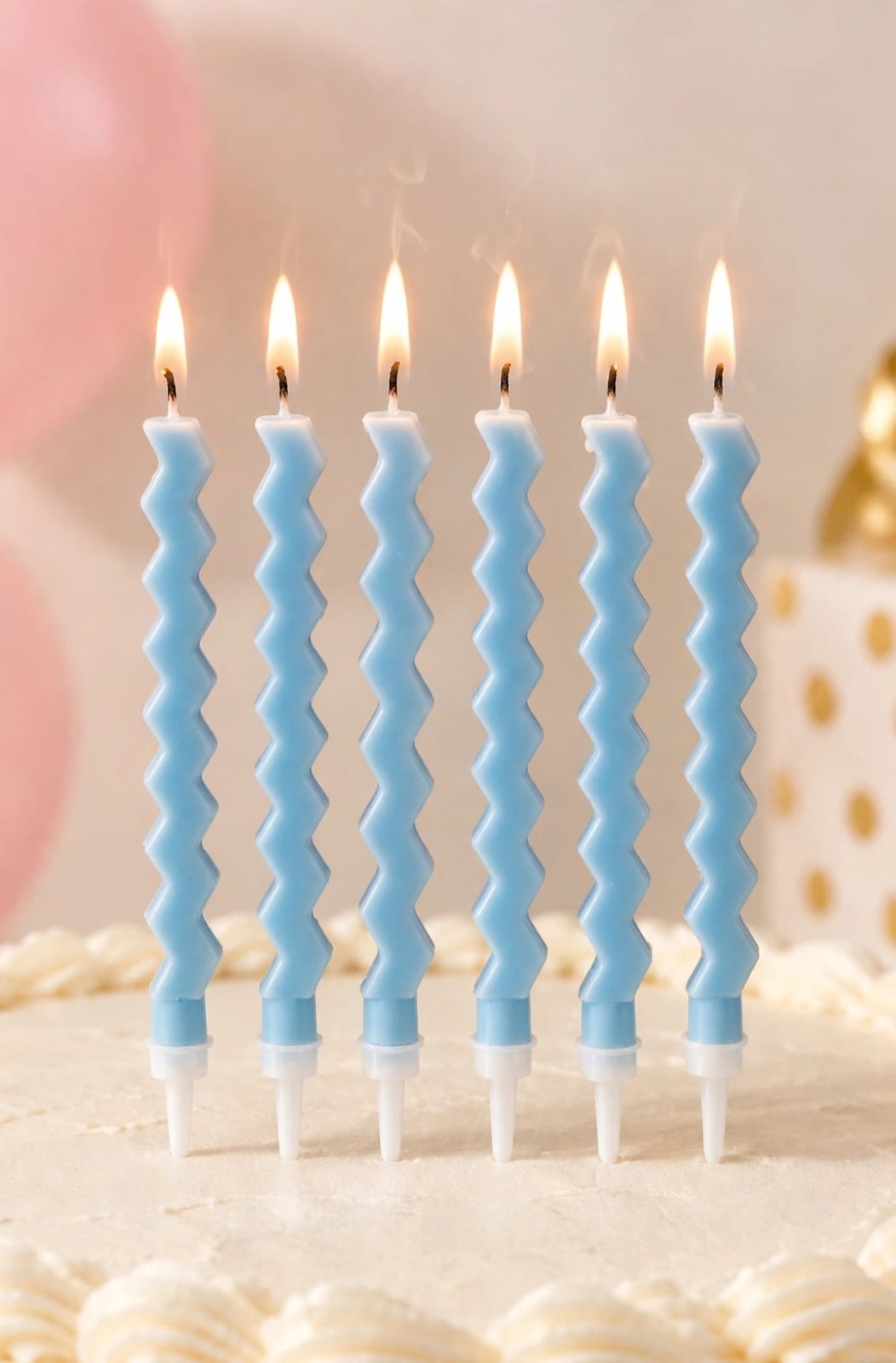 Light Blue Zigzag Candle Set of 6pcs