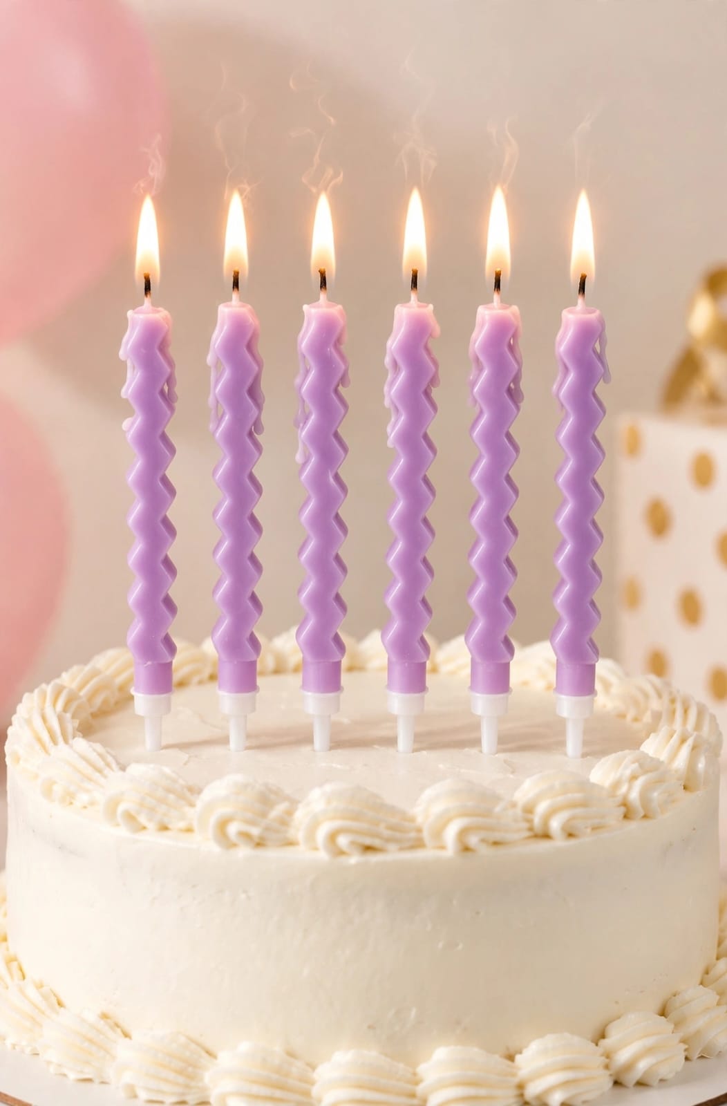 Purple Zigzag Candle Set of 6pcs