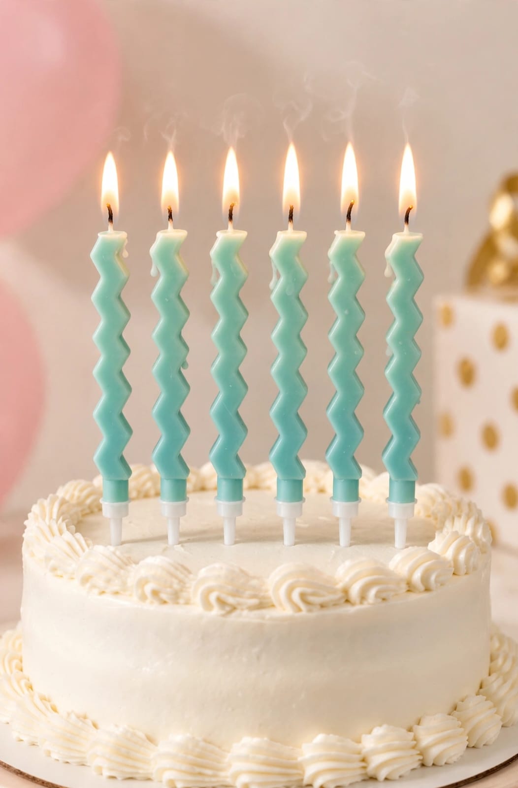 Pastel Green Zigzag Candle Set of 6pcs