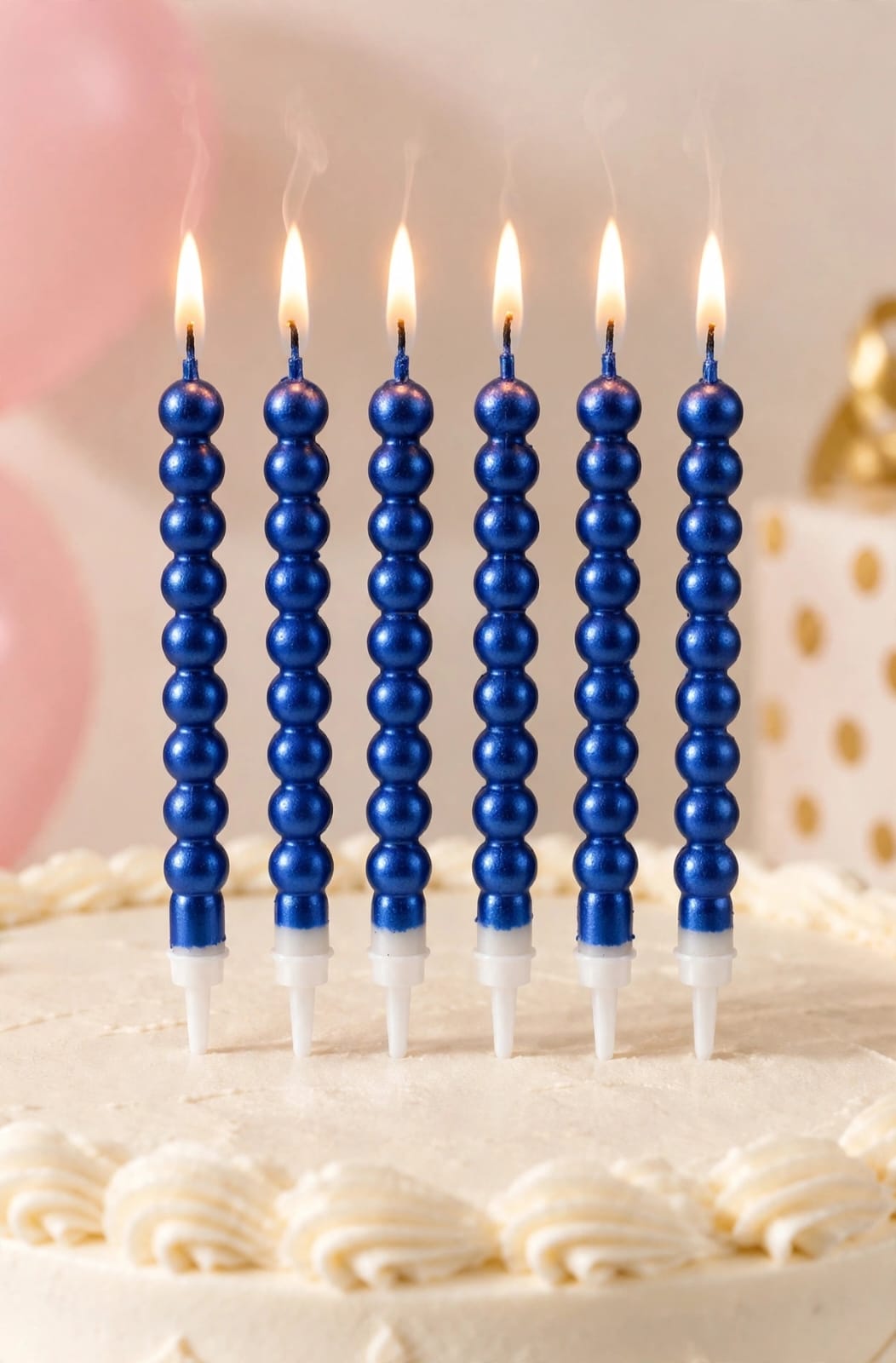 Dark Blue Bubble  Candle Set of 6pcs