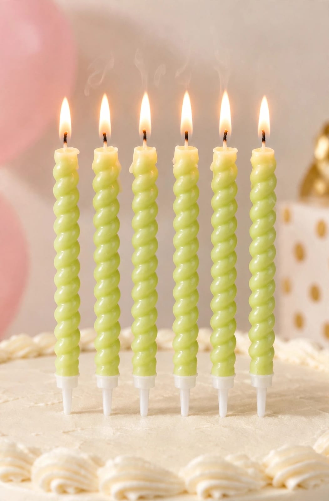 Light Green Spiral Candle Set of 6pcs