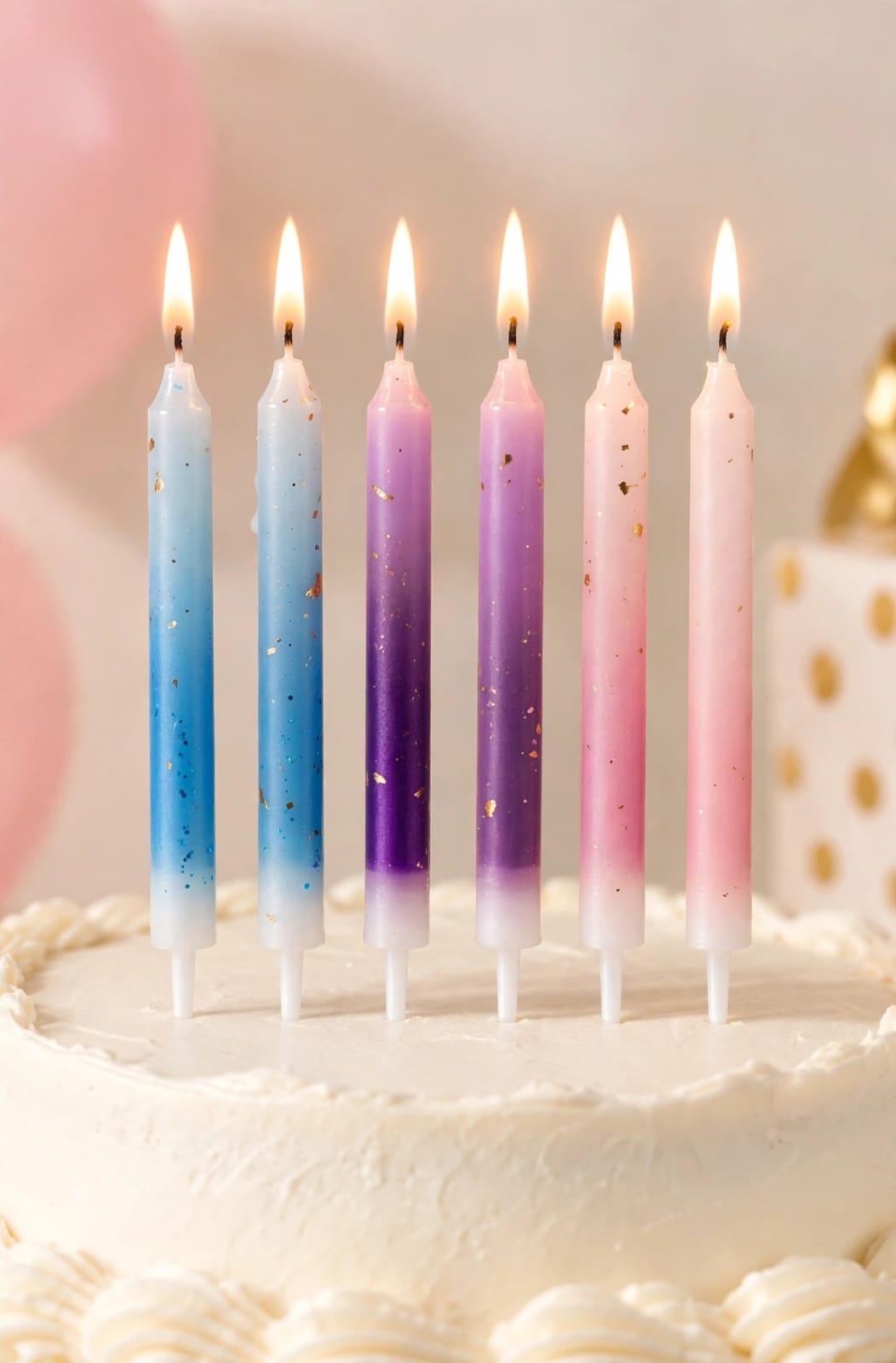Mixcolour Goldflake Candle Set of 6pcs