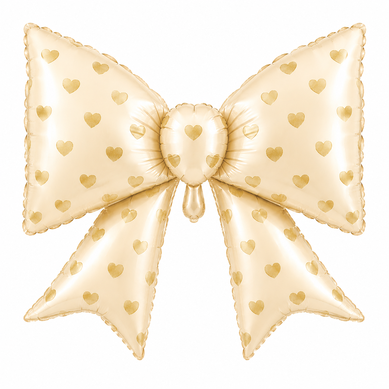 Golden Large Bow With Golden Hearts Foil Balloon