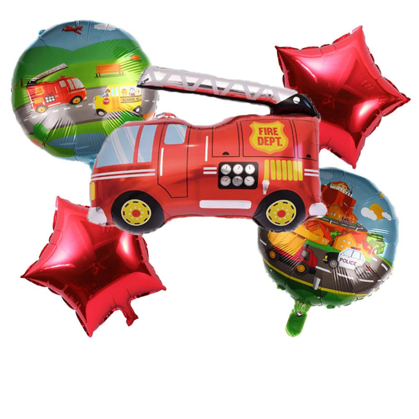 Firetruck Dept. Theme Foil Balloon Set of 5pcs