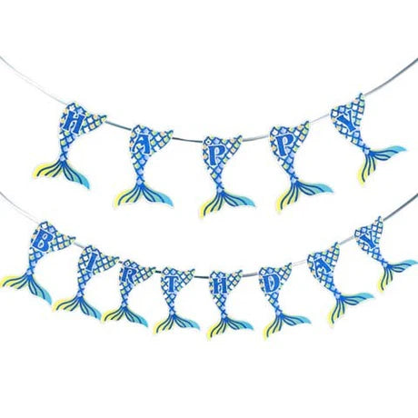 Mermaid Birthday Banner- Blue