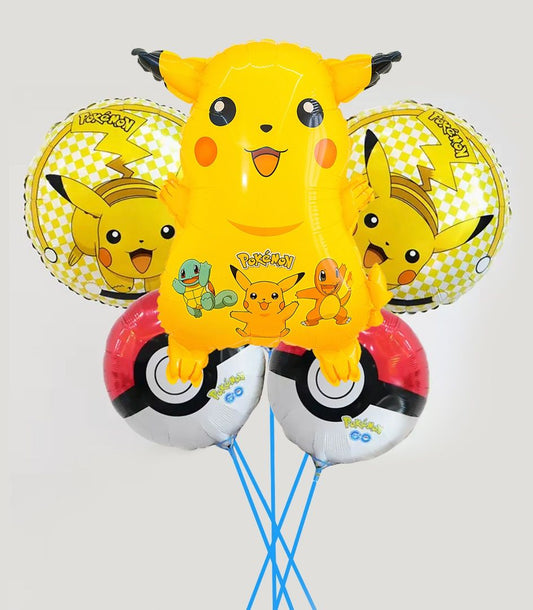 Pokemon Theme Foil Balloon Set  Set of 5pcs